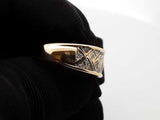 Pavé Diamond & 14k Yellow Gold Herringbone Pattern Ring 3.2g Size 8 Fw0826owzdu