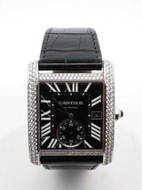 Cartier Tank Mc 2.13 Cttw Aftermarket Diamond & Steel Automatic 34mm Watch Fw1025lozxdu