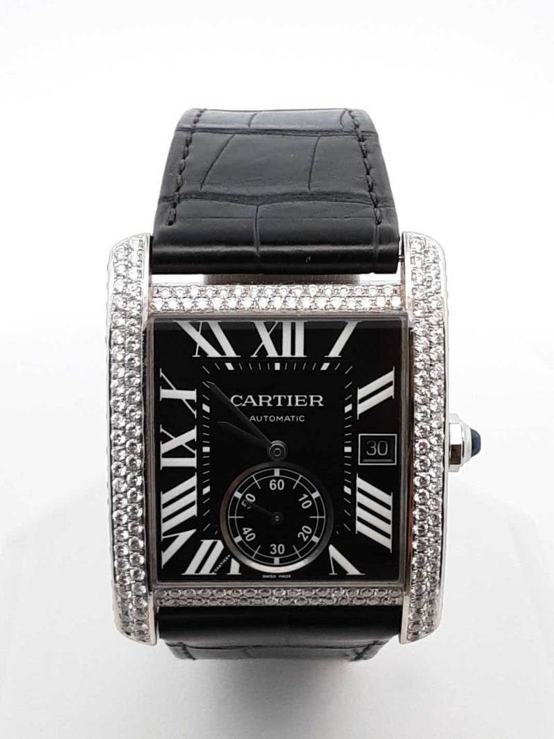 Cartier Tank Mc 2.13 Cttw Aftermarket Diamond & Steel Automatic 34mm Watch Fw1025lozxdu