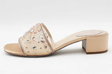 Rene Caovilla Crystal Embellished Nude Cinderella Mules Size 39 Eb1225lrxdu