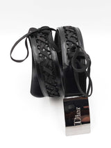 Christian Dior Admit It Corset Belt In Braid-laced Black Leather Fw1225lrzdu