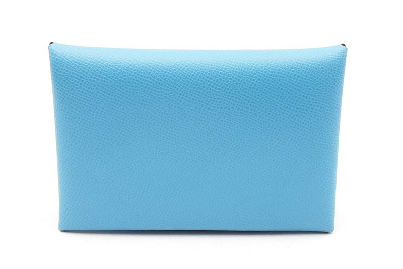 Hermes Blue Leather Card Holder Wallet Eb0924lrxsa