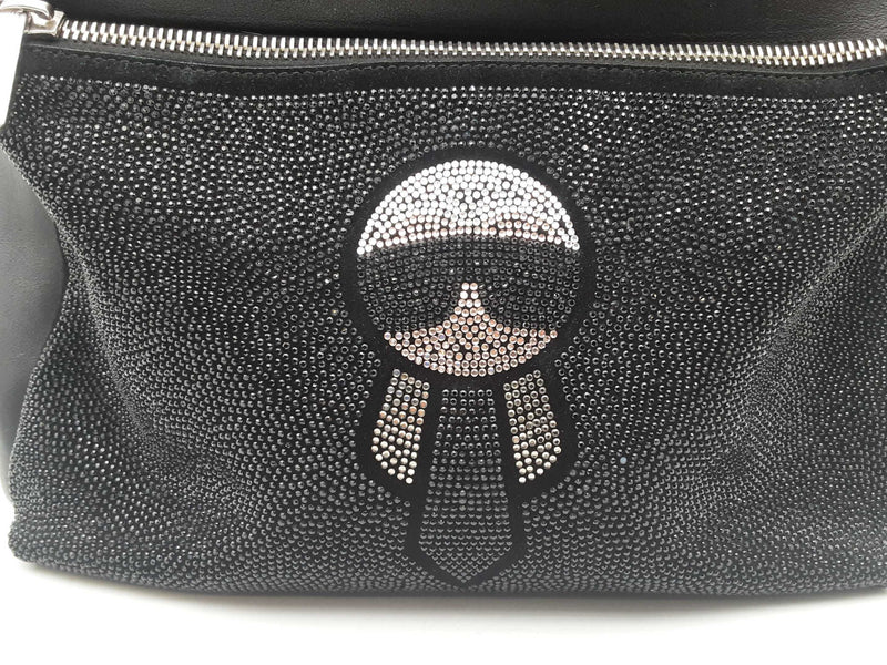 Fendi Karlito Karl Lagerfeld Black Leather Backpack Sd1024orzsa