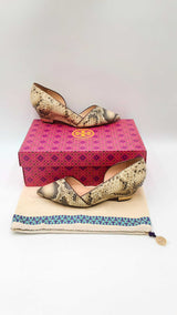 Tory Burch Mila Snakeskin-embossed Leather Wedge Sandals Size 7 Fw1024ixdu