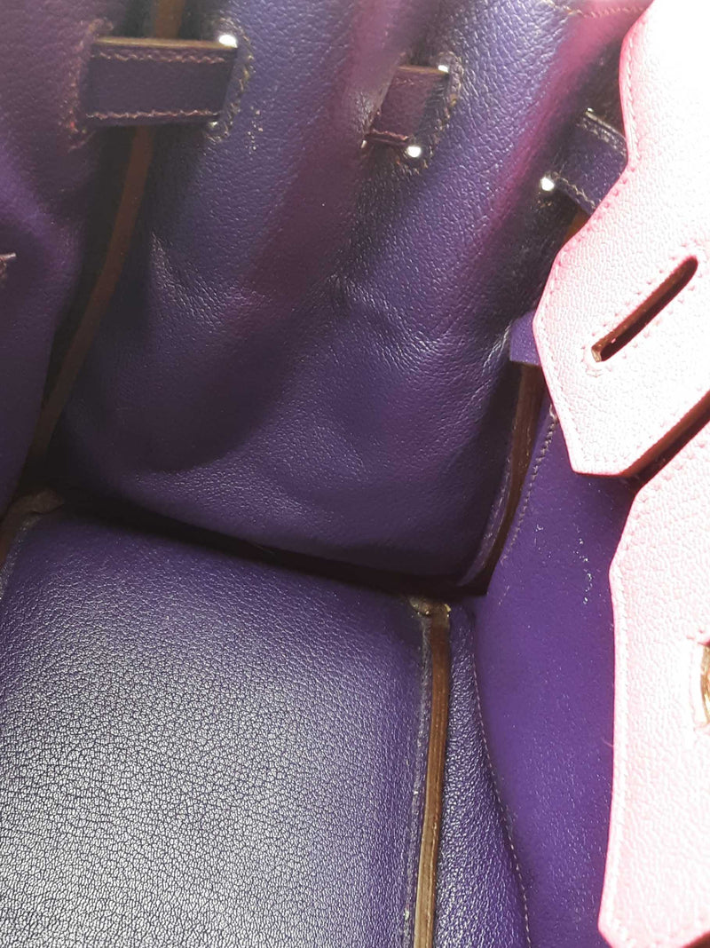 Hermes Birkin 30 Pink Purple Chevre Mysore Palladium Handbag