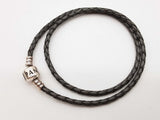 Pandora Moments Double Gray Braided Leather Bangle Bracelet 7.25 In Do0826lxde