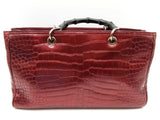 Gucci 323660 Burgandy Red Alligator Leather Bamboo Shopper Tote Do0225wpxzde