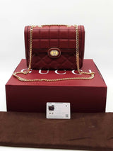 Gucci Deco Burgundy Leather Shoulder Bag Eb0626cxzde