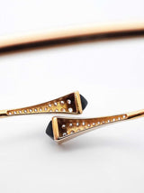 21k Yellow Gold, Onyx & Cubic Zirconia Bangle Bracelet 6.6g 6 Inch Fw0326pszdu
