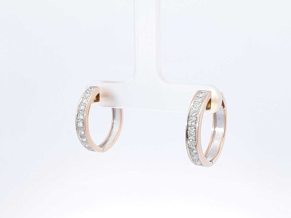 1.0 Cttw Diamond & 14k Two-tone Latch-back Hoop Earrings 6.3 Grams Fw0925wrxdu