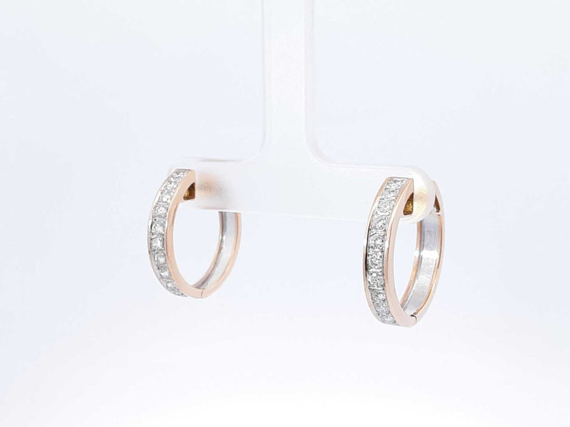 1.0 Cttw Diamond & 14k Two-tone Latch-back Hoop Earrings 6.3 Grams Fw0925wrxdu