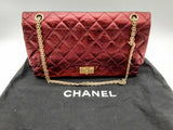 Chanel Quilted Red Metallic Leather Double Flap Shoulder Bag Do0724wrxzde