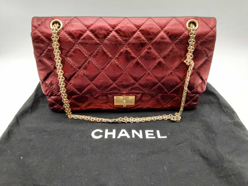 Chanel Quilted Red Metallic Leather Double Flap Shoulder Bag Do0724wrxzde