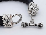 King Baby Braided Leather Bracelet 925 Day Of The Dead Skull Clasp Eb0824lxzsa