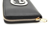 Gucci Black Leather Zip Around Wallet Eb0926oxzsa