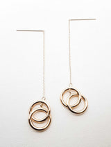 14k Yellow Gold Interlinked Circles Threader Earrings 1.4 Grams Fw0626sxdu