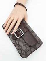 Coach Ashton Wristlet In Oak & Maple Signature Jacquard Fw0726pzdu