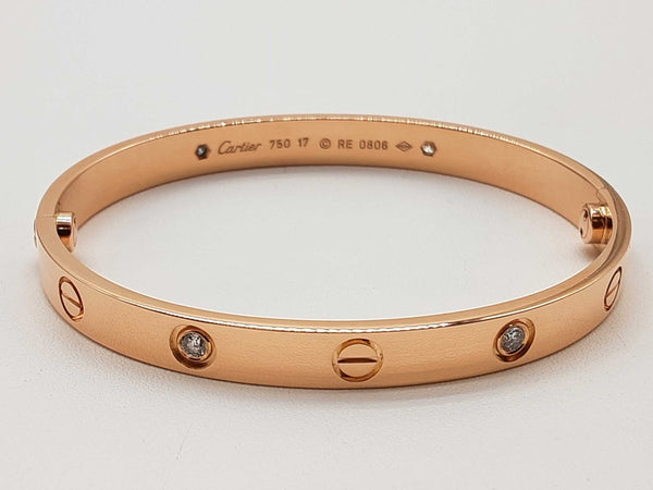 Cartier Love Diamond 18k Rose Gold 31.3g Bangle Bracelet Size 17 Do0725cxzxde