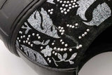 Versace Greca Silver Glitter Studded Black Suede Sneakers Size 44.5 Eb0926lorsa