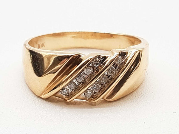 0.10 Cttw Diamonds 10k Yellow Gold 3.5g Ring Size 9 Do0425lxzde