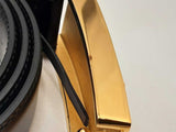 Versace Black Leather Belt With Gold Tone Liscense Plate Style Buckle Eb225lxzsa