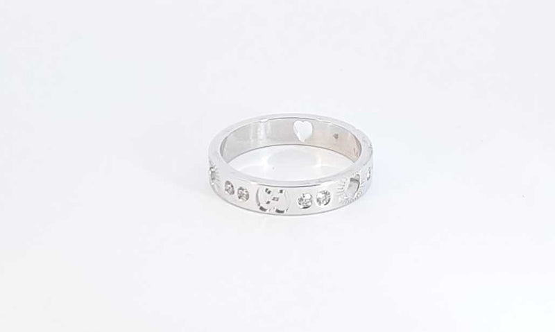 Gucci .36 Cts Tw Diamond & 18k White Gold Icon Heart Ring Size 6.75 Eb0124ixzdu