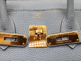 Hermes Birkin 30 Bleu Lin Blue Togo Gold Hardware Handbag Do0725lprxzde