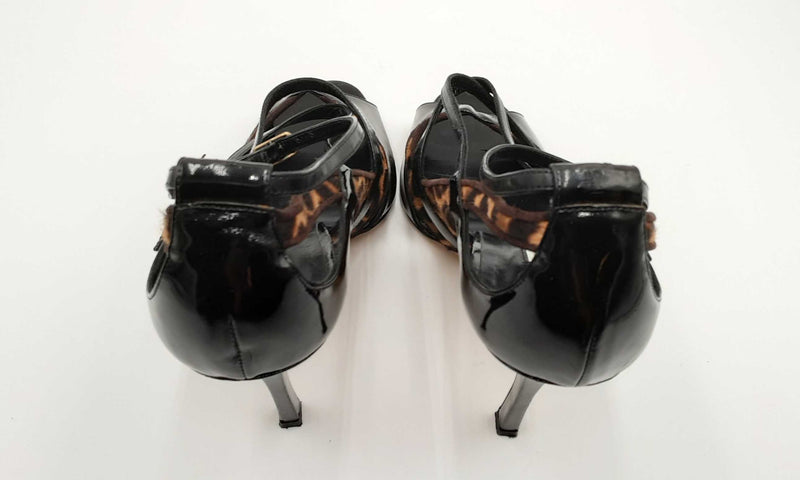 Manolo Blahnik Black Leopard Heels Size 40.5 Hs0223crsa