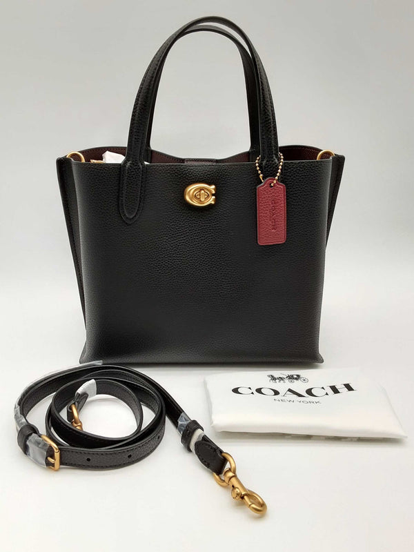 Coach Carter Carryall Black Red Pebbled Leather Tote Bag Do1124exde