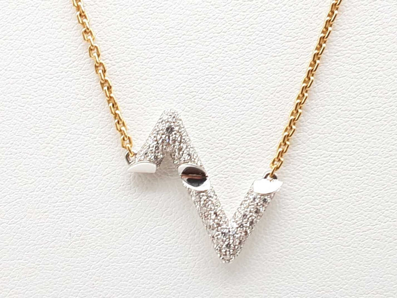 Louis Vuitton Lv Volt 18k Two-tone Gold Diamond Pendant Chain 17 In Do0124oxzxde