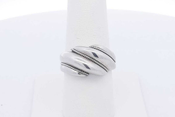 Tiffany & Co. 18k & 925 Sterling Silver Twisted Rope Dome Ring Size 8 Eb0324exsa