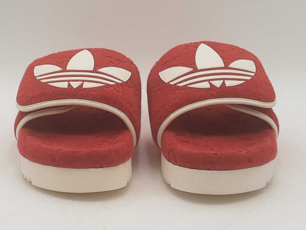 Gucci X Adidas Terry Cloth/ Leather Slides Red Size 13 Aa0525lcrsa