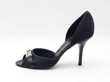 Dior Diorissimo Black Jacquard & Leather Logo Peep-toe Heels Size 5.5 Fw1026cxdu