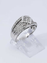 0.27 Cttw Diamond & 14k White Gold Rhombus Ring 5.6 Grams Size 4.5 Fw0925olxdu