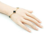 Van Cleef & Arpels 5-motif Onyx Alhambra Bracelet In 18k Yellow Gold 11.6 Grams 7 Inch Fw1025lrzxdu