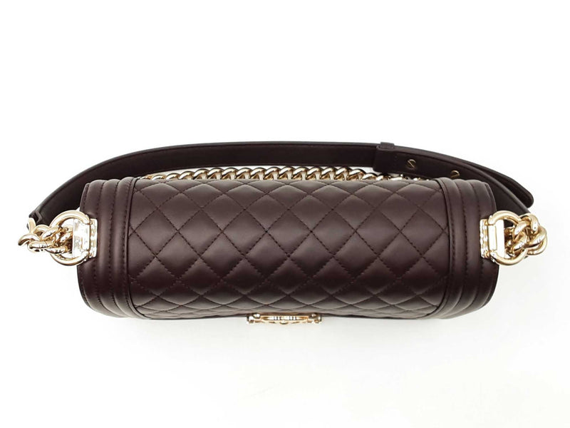 Chanel Boy Bag In Dark Brown Quilted Lambskin Fw0725lixzdu