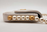 Chanel White Mini Flap Bag With Pearl Strap Sd0326erzde