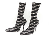 Balenciaga Losange Knife Boots In Black Logo Spandex Size Eu 38.5 Fw0925lzxdu