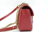 Gucci Gg Chevron Quilted Red Leather Marmont Shoulder Bag Eb1026wxzsa