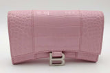 Balenciaga Hourglass Pink Crocodile Embossed Leather Chain Wallet Eb1026wrxsa