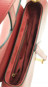 Christian Dior Medium Saddle Bag In Red Grained Leather Fw0126lzxzdu