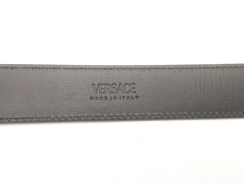 Versace Medusa Round Silver Buckle Black Calf Leather Belt 80/32 Sd0725lzxsa