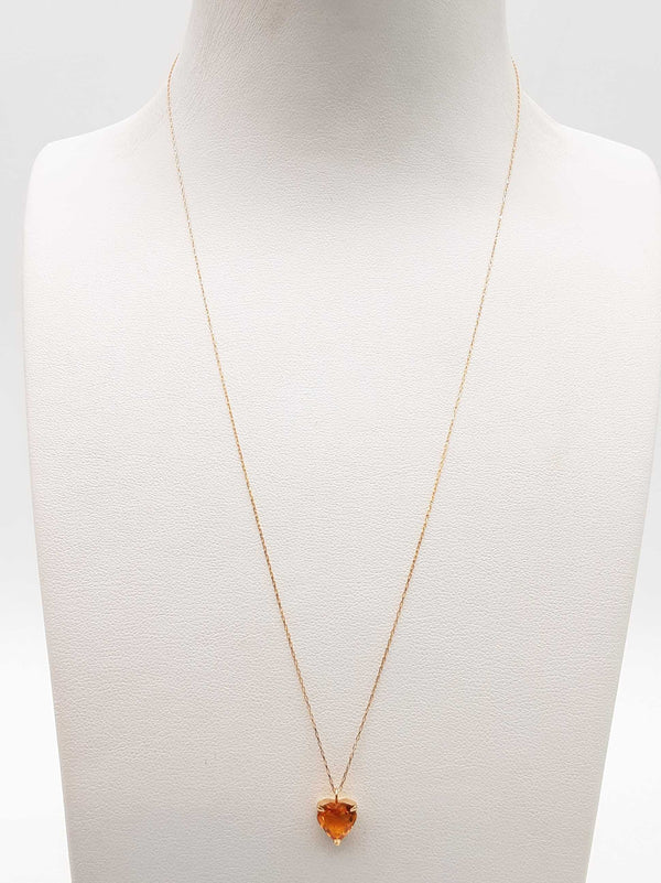 Heart Cut Synthetic Citrine 18k Yellow Gold 0.8g Necklace 17.5 In Do0825pxde