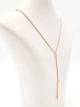 14k Yellow Gold Vertical Bar Y-chain Necklace 3 Grams 18 Inch Fw0826lsxdu