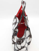 Christian Louboutin Cabarock Snake Embossed Silver Metallic Tote Bag Eb0326exzde