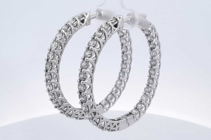 9.36ctw Diamond Inside Out Hoop Earrings 14k White Gold 23.7 Grams Eb0325rxxzsa