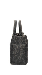 Versace Athena Small Tote Bag In Gray Barocco Canvas Fabric Fw1225wxzdu