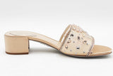 Rene Caovilla Crystal Embellished Nude Cinderella Mules Size 39 Eb1225lrxdu