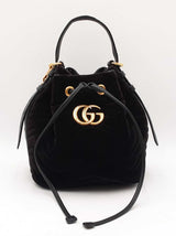 Gucci Marmont Bucket Bag In Matelassé Black Velvet Fw0825lrxdu