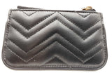 Gucci Black Calfskin Matelasse Gg Marmont Zip Key Pouch Wallet Eb0925oxzdu